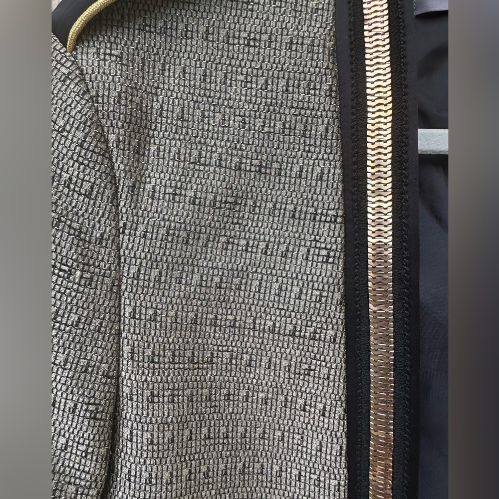 Zara Tweed Military-Style Blazer in Gray, Black & Gold Trim - Picture 4 of 9
